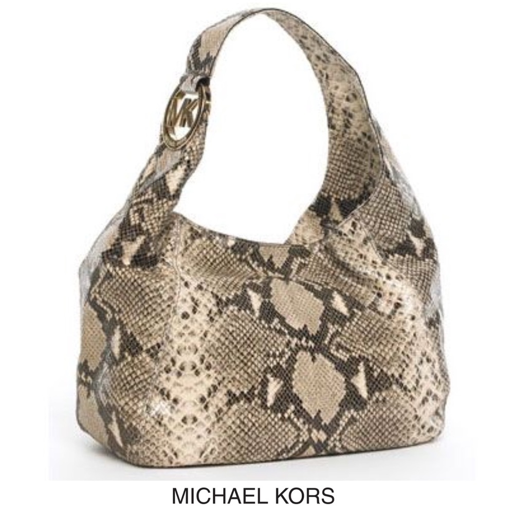 MICHAEL KORS Large Fulton Hobo Boho Python Snake … - image 1